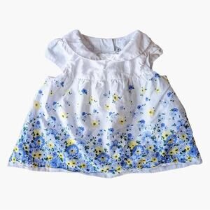 Janie and Jack dress Infant Girls size 3-6 months White with blue and yellow flo